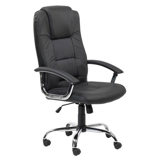 Houston High Back Executive Chair – Black Leather, Adjustable