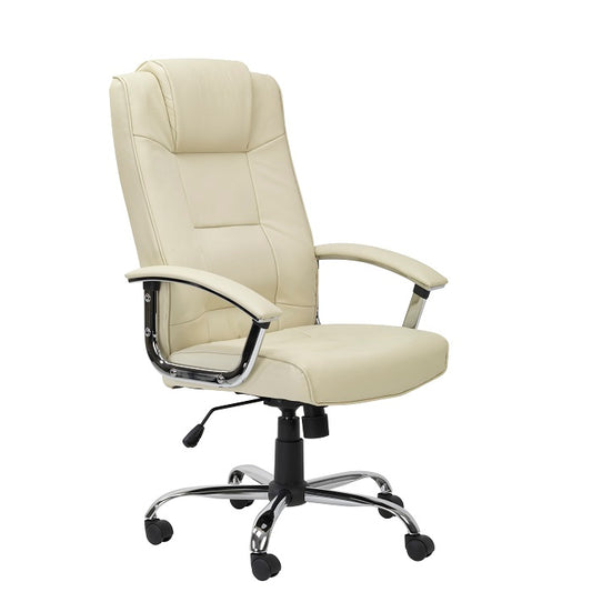 Houston High Back Executive Chair – Cream Leather, Adjustable