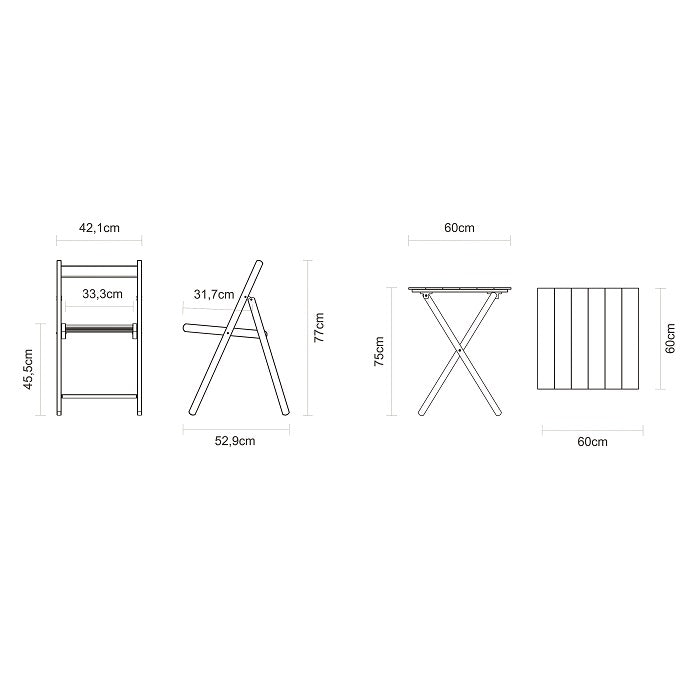 Bistro set Tramontina Teak Wood & Plastic 5 Pcs - Natural Pine & Grey