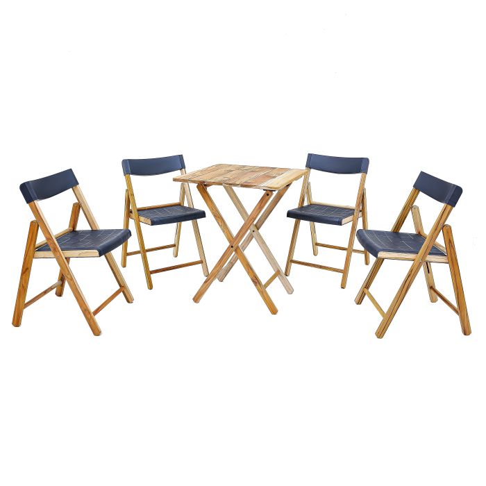 Bistro set Tramontina Teak Wood & Plastic 5 Pcs - Natural Pine & Grey