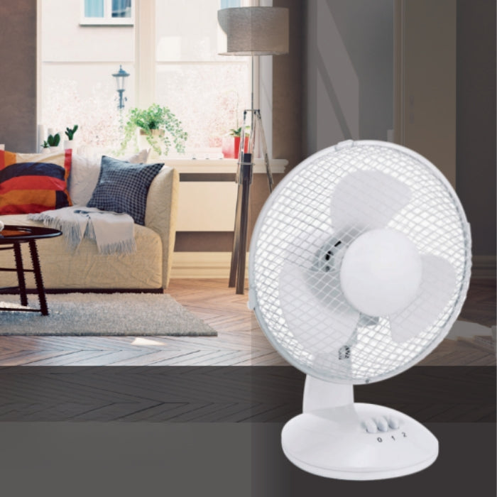 Melissa 23cm Table Fan, Oscillating, 2 Speed Settings - White