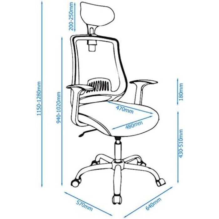 Alphason Florida Chair - Black Mesh with Adjustable Headrest