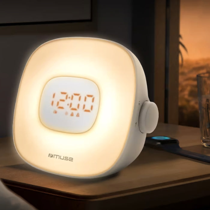 Muse ML-198CR Wake-Up Light Clock Radio, FM, Nature Sounds