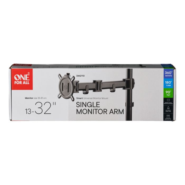 One For All Smart Line Monitor Arm – 13"-32", 2 Mount, Black