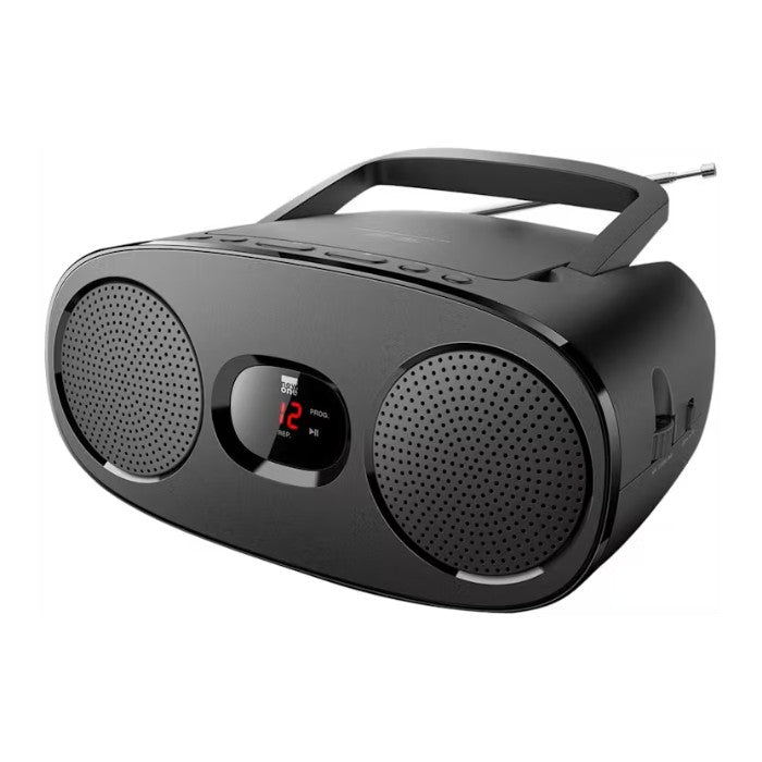 New One RD306 CD Boombox Radio, Portable, FM, Black