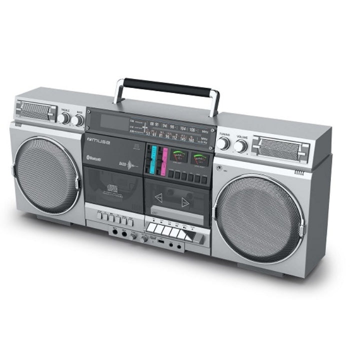 Muse Ghetto Blaster – CD, Cassette, Bluetooth, 80W, Silver