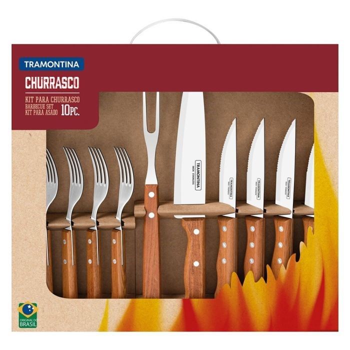 Tramontina, 10 Pcs. Barbecue set Churrasco, Natural Light Jatoba