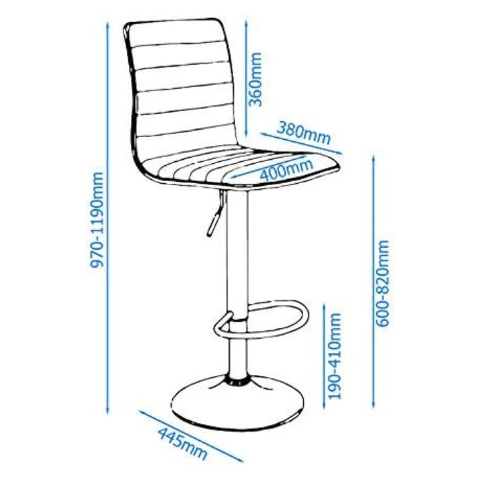 Alphason Colby Black Barstool with Chrome Base & 360° Swivel