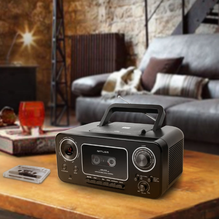 Muse Stereo Radio CD Cassette Recorder – FM, Aux & Voice Rec