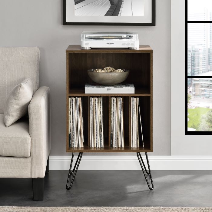 Novogratz Concord Turntable Stand, Records Storage - Walnut