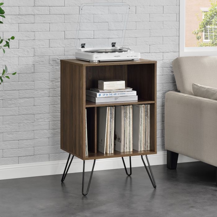 Novogratz Concord Turntable Stand, Records Storage - Walnut