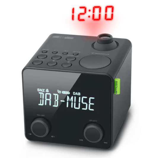 Muse Projection Clock Radio – CDB/DAB+, 20 Presets, Clock, Aux