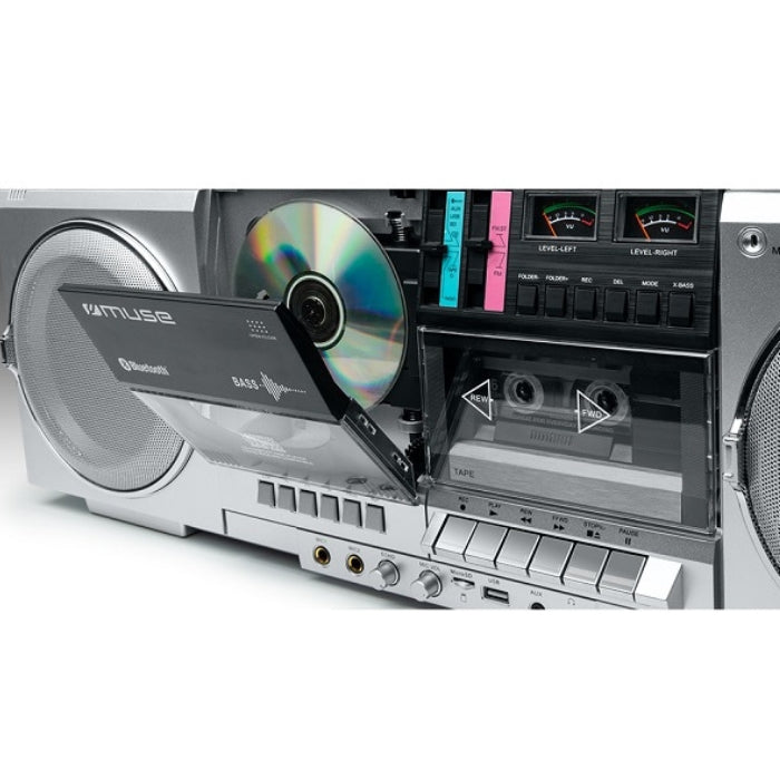 Muse Ghetto Blaster – CD, Cassette, Bluetooth, 80W, Silver