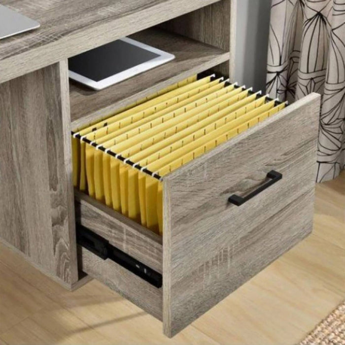 Dorel Home Office Landon Desk, Distressed Grey Oak, Metal Legs