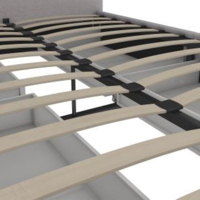 Rose Linen Upholstered Double Bed with Storage – Light Grey