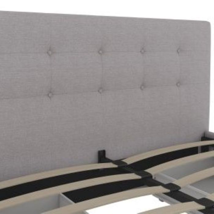 Rose Linen Upholstered King Size Bed with Storage – Light Grey