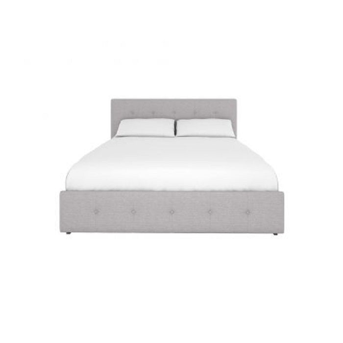 Rose Linen Upholstered King Size Bed with Storage – Light Grey