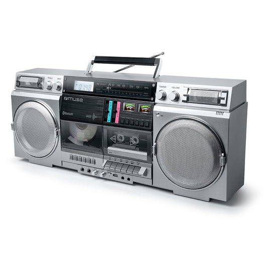 Muse Ghetto Blaster – CD, Cassette, Bluetooth, 80W, Silver