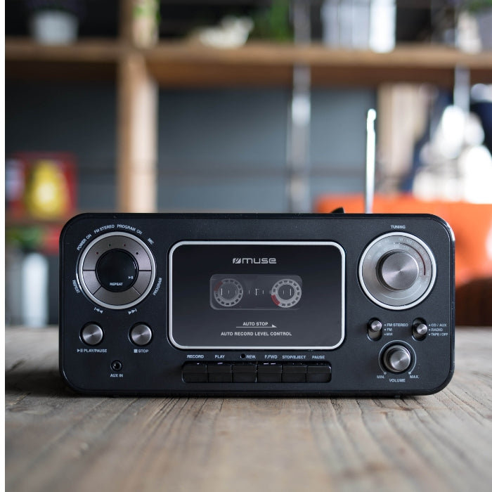 Muse Stereo Radio CD Cassette Recorder – FM, Aux & Voice Rec