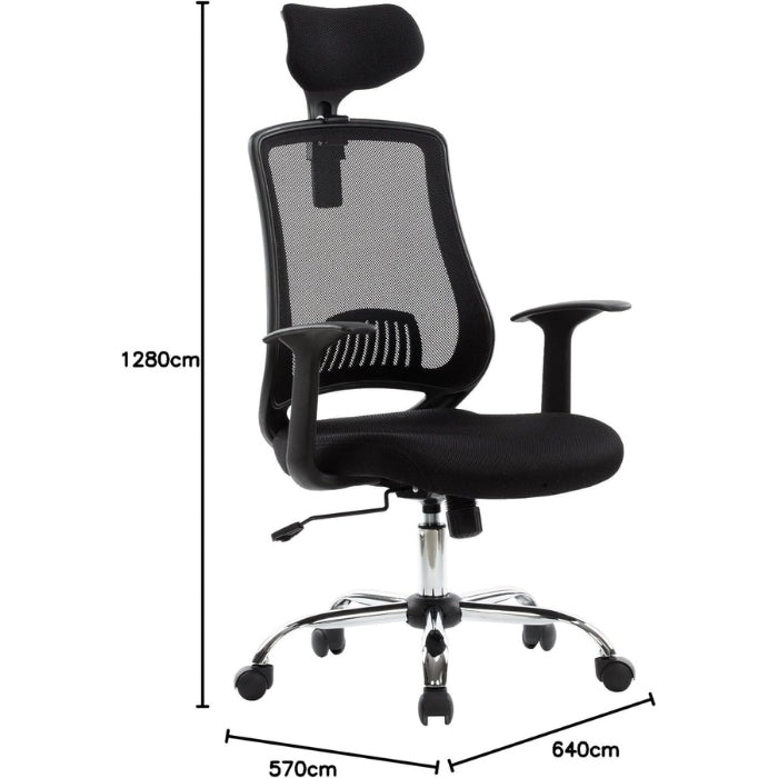 Alphason Florida Chair - Black Mesh with Adjustable Headrest