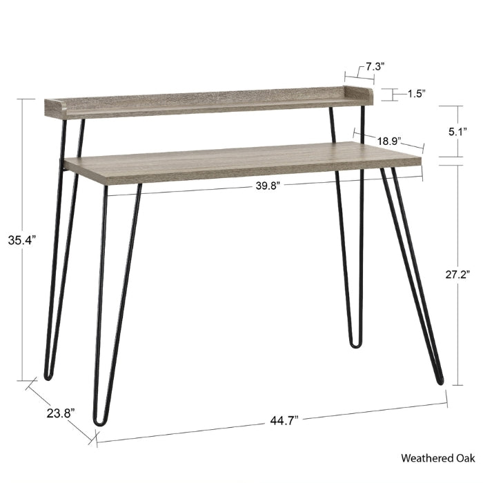 Alphason Haven Retro Home Office Desk with Riser - Walnut