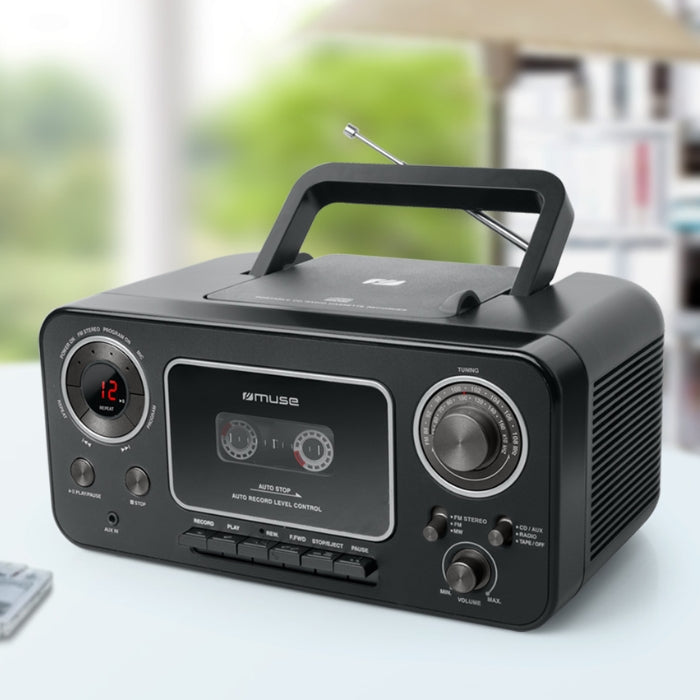 Muse Stereo Radio CD Cassette Recorder – FM, Aux & Voice Rec