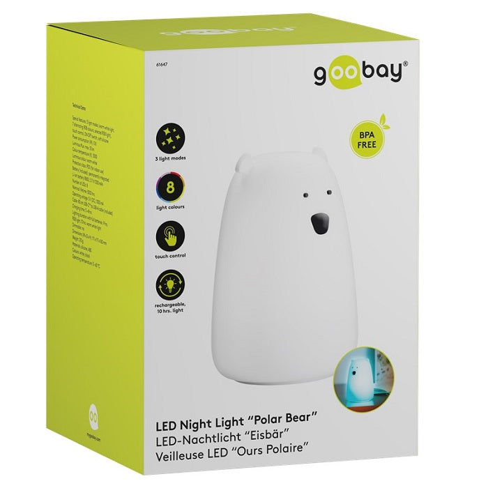 Goobay LED Polar Bear Night Light, Touch Control & RGB