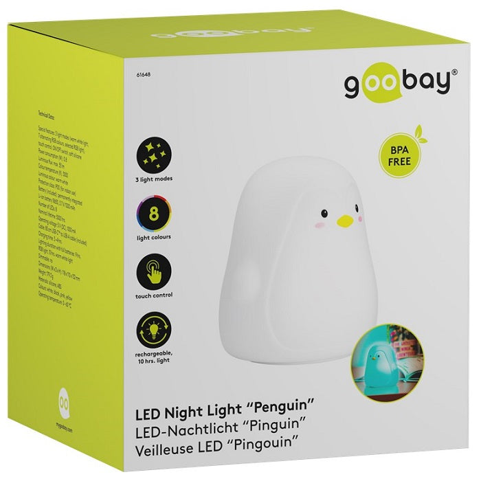 Goobay LED Penguin Night Light, Touch Control & RGB