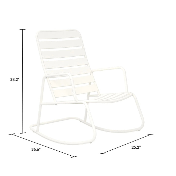 Roberta Outdoor/indoor Metal Rocking Chair - White