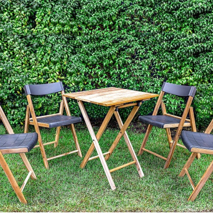 Bistro set Tramontina Teak Wood & Plastic 5 Pcs - Natural Pine & Grey
