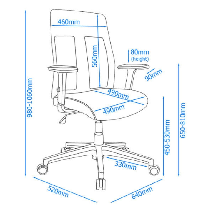 Alphason Laguna Ergonomic Chair, Mesh Back & Adjustable Arms