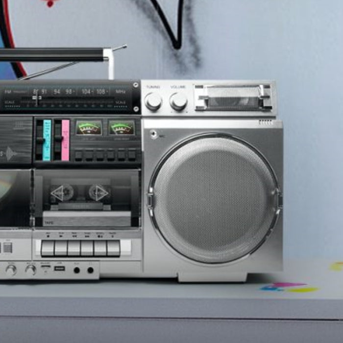 Muse Ghetto Blaster – CD, Cassette, Bluetooth, 80W, Silver