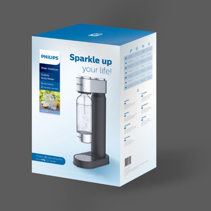 Philips GoZero Metal Soda Maker – 1L Bottle & CO₂ Cylinder Set