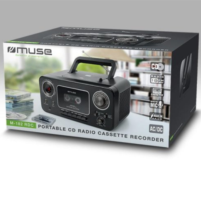 Muse Stereo Radio CD Cassette Recorder – FM, Aux & Voice Rec