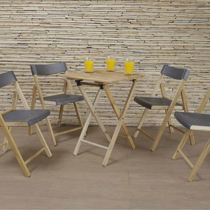 Bistro set Tramontina Teak Wood & Plastic 5 Pcs - Natural Pine & Grey