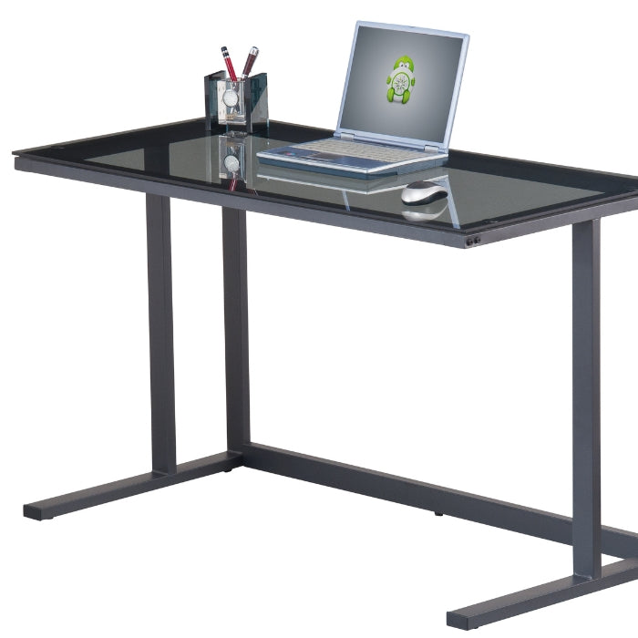 Alphason Air Desk - Smoked Glass & Grey Steel, Easy Assemble