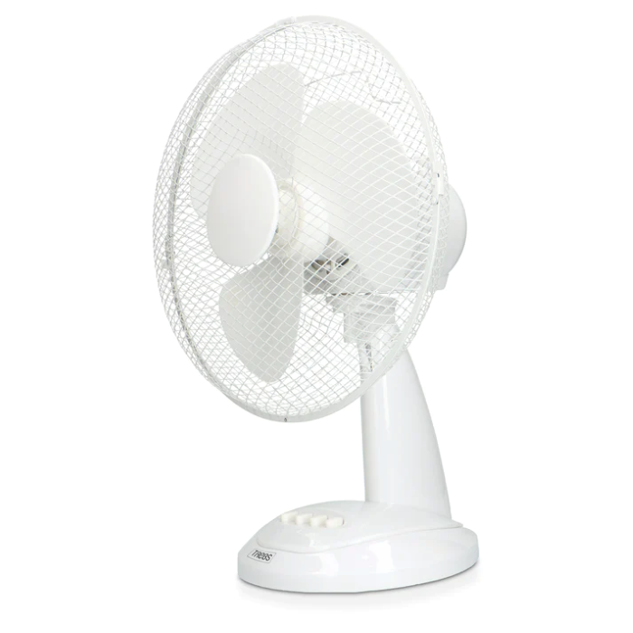 Trebs 30 cm Table Fan, 40W, 3 Speed, Quiet Operation - White