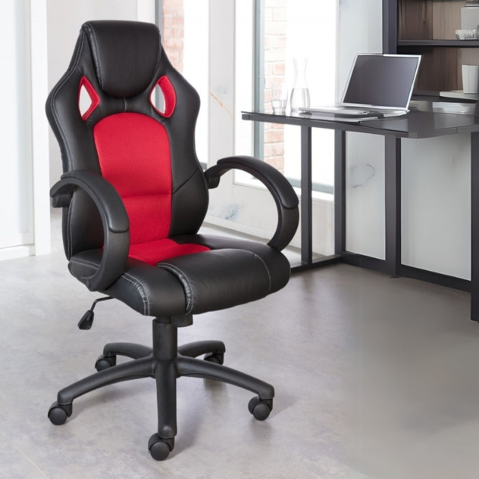 Alphason Vortex Leather Gaming Chair - Black and Red