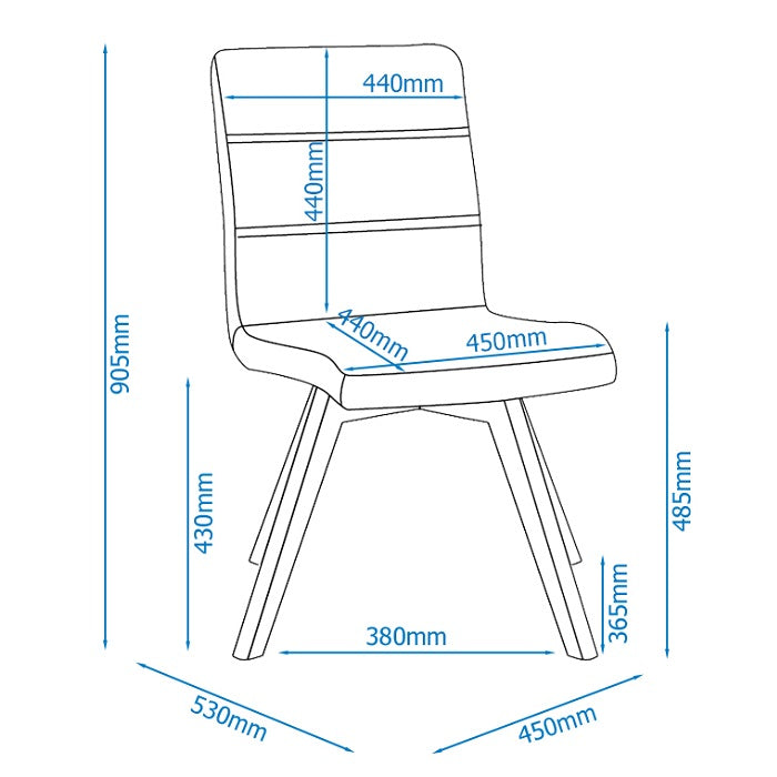Alphason Athens Chair - Grey with Wooden Legs & Ribbed Back