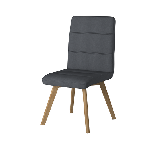 Alphason Athens Chair - Grey with Wooden Legs & Ribbed Back