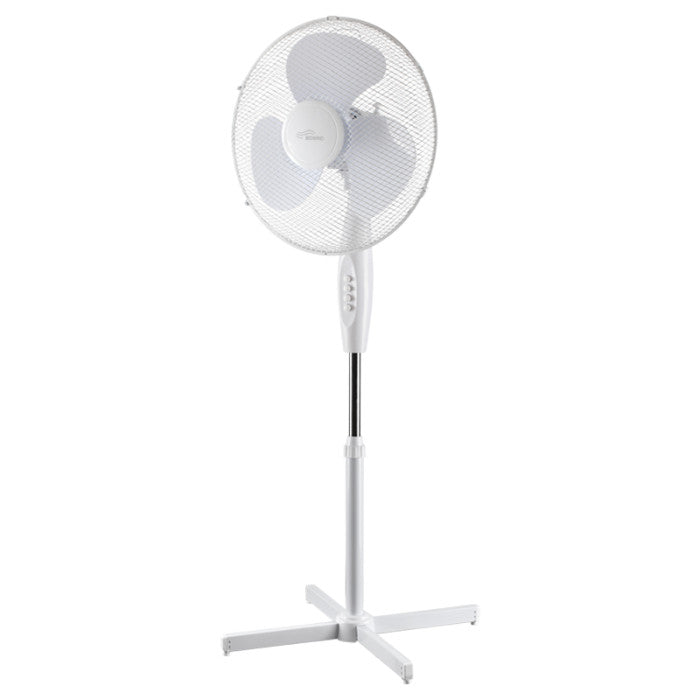 40cm Stand Fan – White, Adjustable Speeds, Quiet Operation