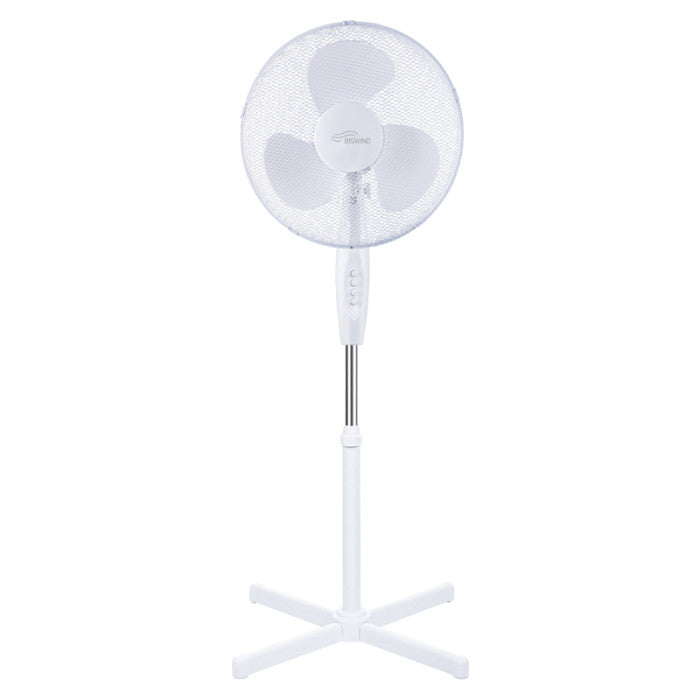 40cm Stand Fan – White, Adjustable Speeds, Quiet Operation