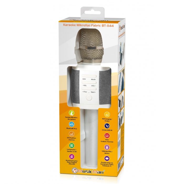 Technaxx MusicMan Karaoke Microphone – Grey, BT & AUX