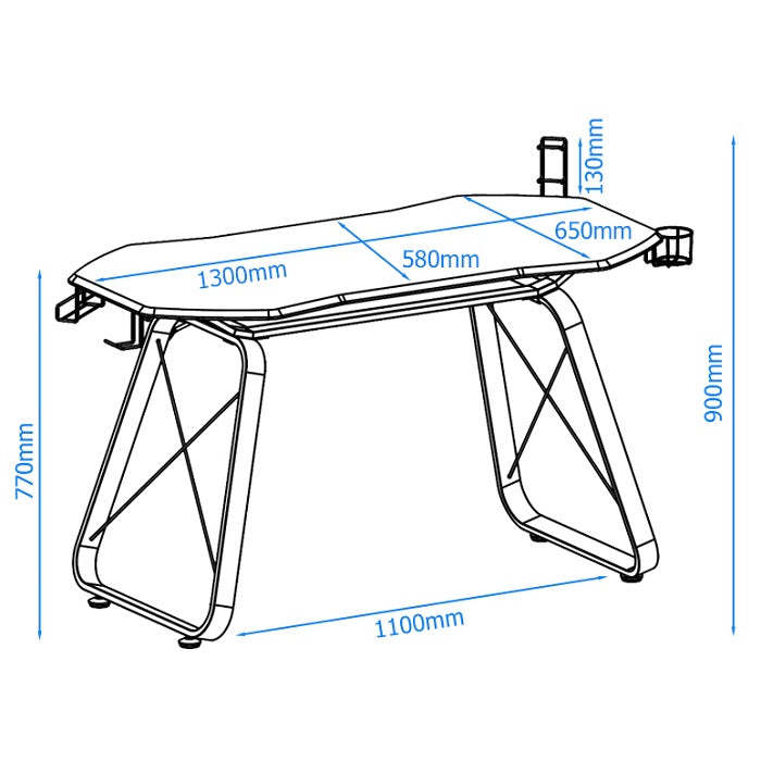 Alphason Oblivion Gaming Desk, Carbon fiber worktop - Black