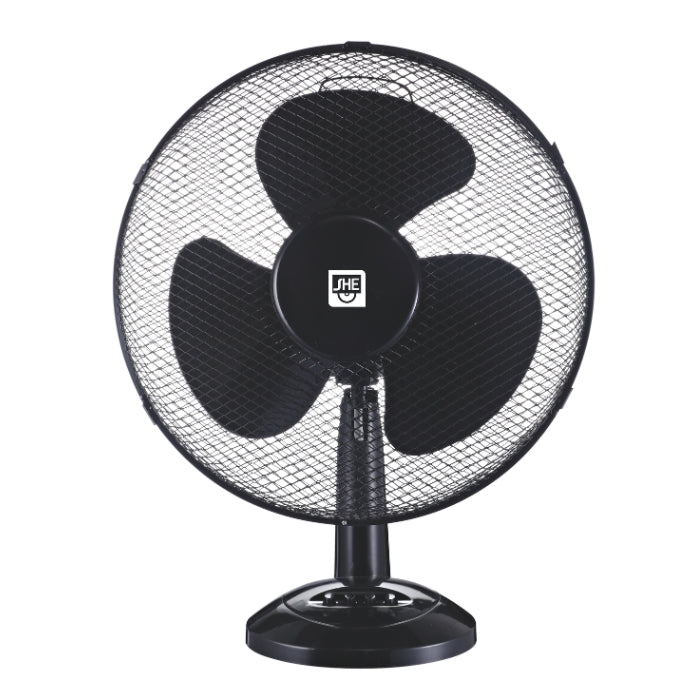 SHE 40cm Table Fan – 3 Speeds, Swivel, Quiet Operation, Black