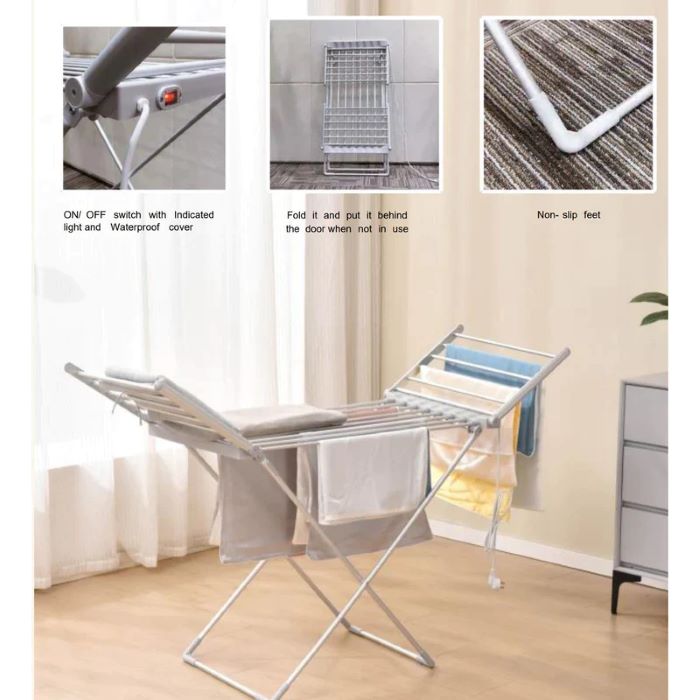 SHX Foldable Electric Towel Warmers, 20 Heating Bars - White