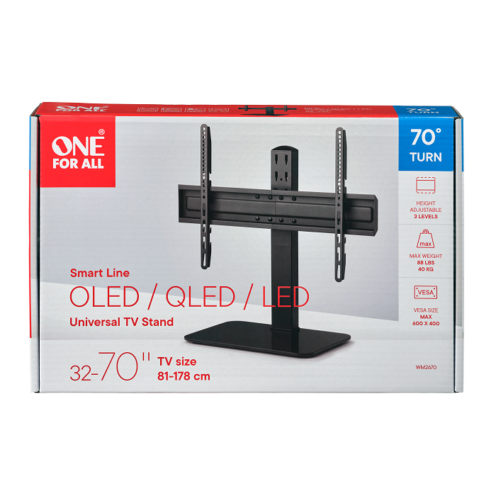 One For All TV Pedestal Stand – 70° Swivel, 32-70", Max 40kg