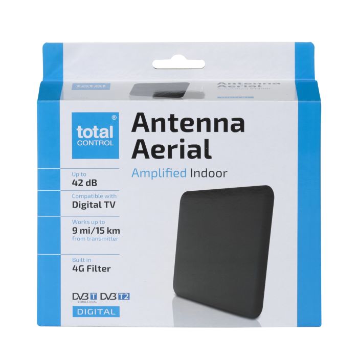 One For All Amplified Indoor TV Aerial, 42 dB, 15km Range - Black