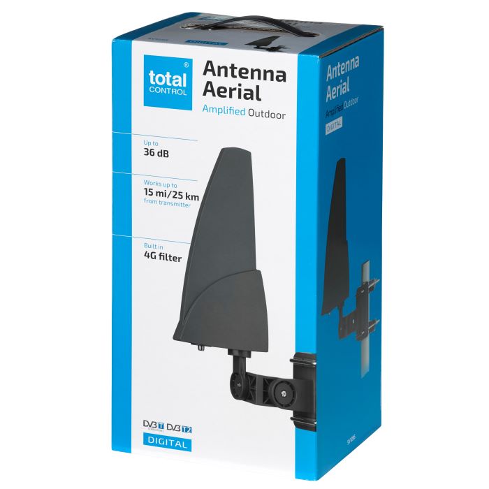 One For All Amplified Outdoor TV Antenna, 25km Range - Black