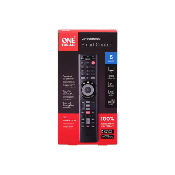 One For All Universal Smart Remote - Control 5 Devices, Easy setup